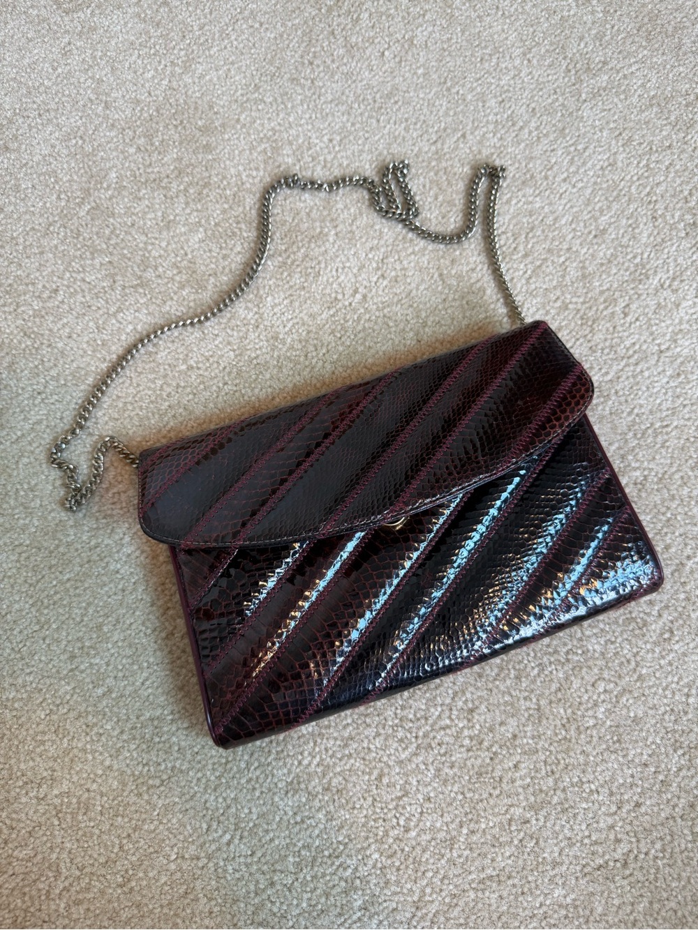 Vintage morle bag red purple reptile convertible clutch
